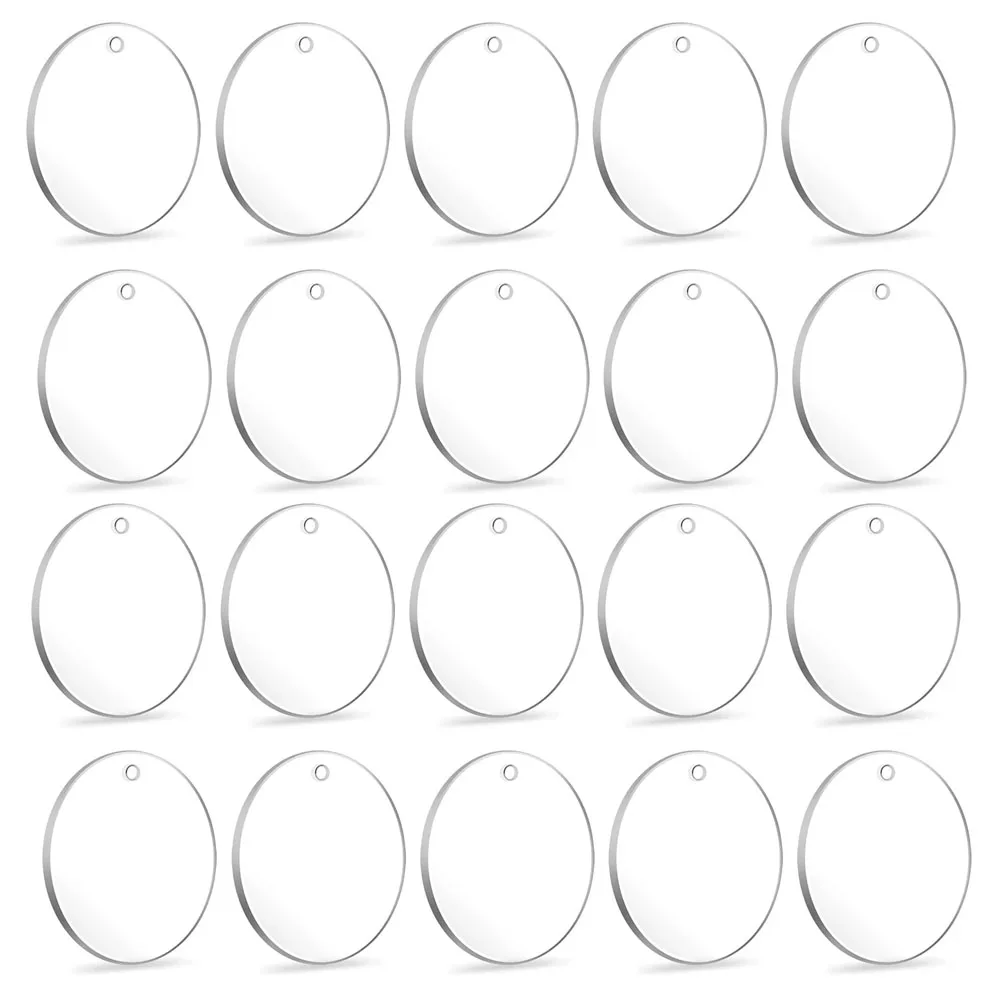 20Pcs Round  Acrylic Blank Charms Geometric Transparent Acrylic Card Pendant for Jewelry Making Diy Keychain Craft