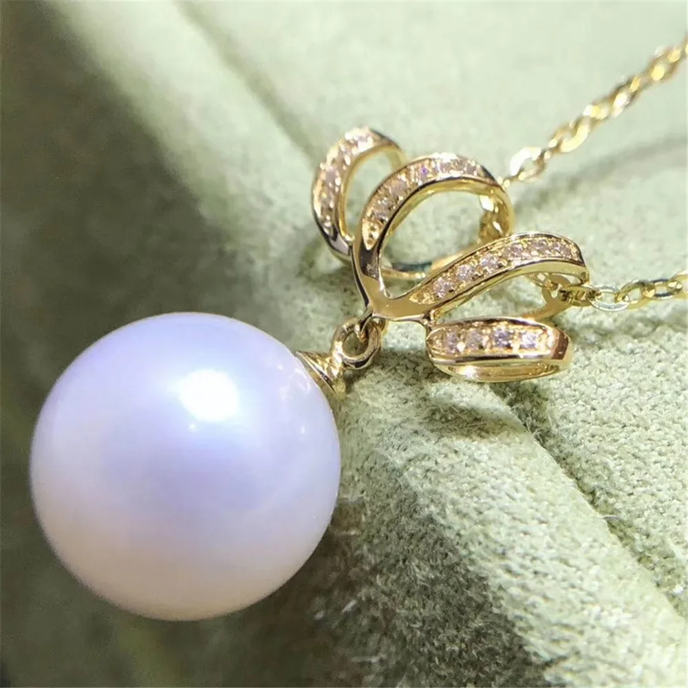 

DIY Pearl Accessories G18 K Gold Pendant Empty Holder Fashion Pearl Necklace Empty Holder Fit 9-15mm Round Beads G176