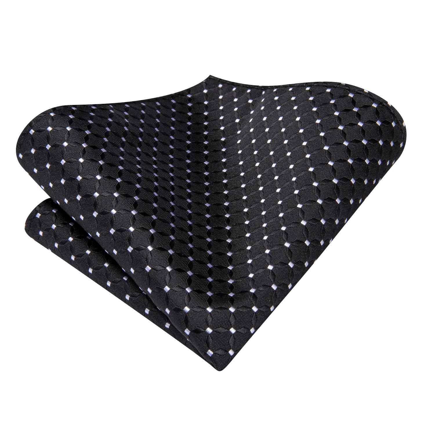 Hi-Tie Black White Polka Dots Designer Elegant Men Tie Jacquard Necktie Accessory Cravat Wedding Business Party Hanky Cufflinks