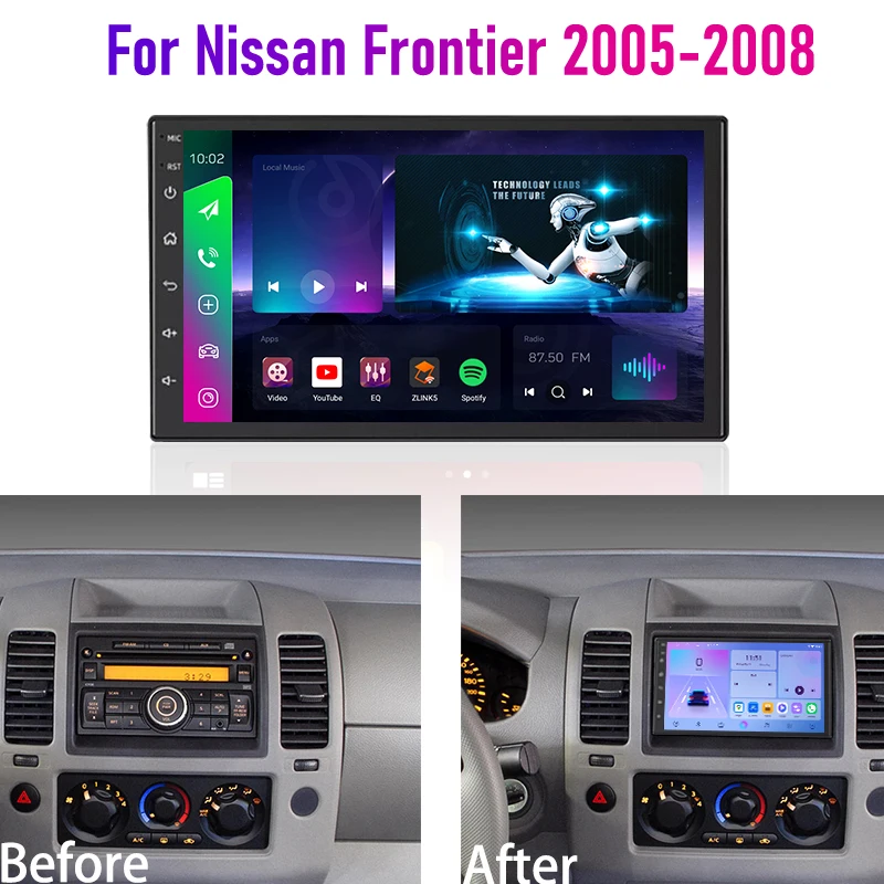 7'' For Nissan Frontier 2005-2008 Car Radio 4G SIM Wireless Android 15 Auto BT GPS Google Map 2DIN Steering Wheel Control FM