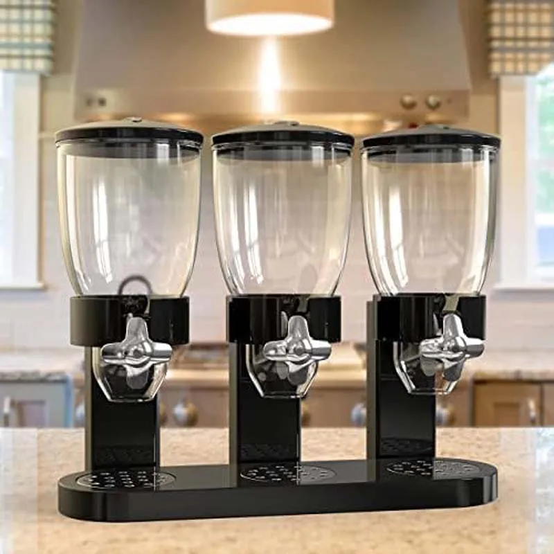 Hotselling Indispensable Dry Food Doulde Dispenser Cereal Container Candy Dispenser Machine for  Kitchen Rice Nuts Countertop