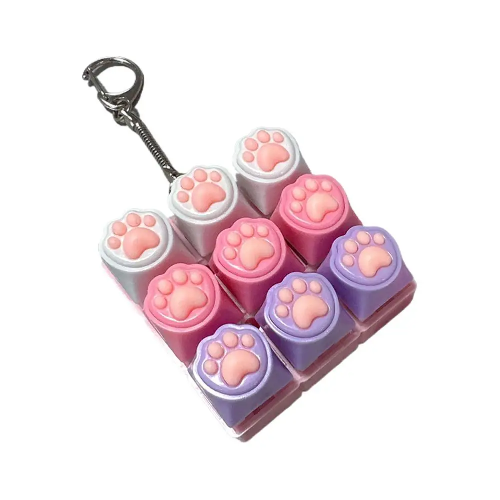 Cat Pawl Decompression 9 Keyboard Key Toy For Adults Antistress Toys Boys Girls Anti Stress Finger Keyboard Games Keychain