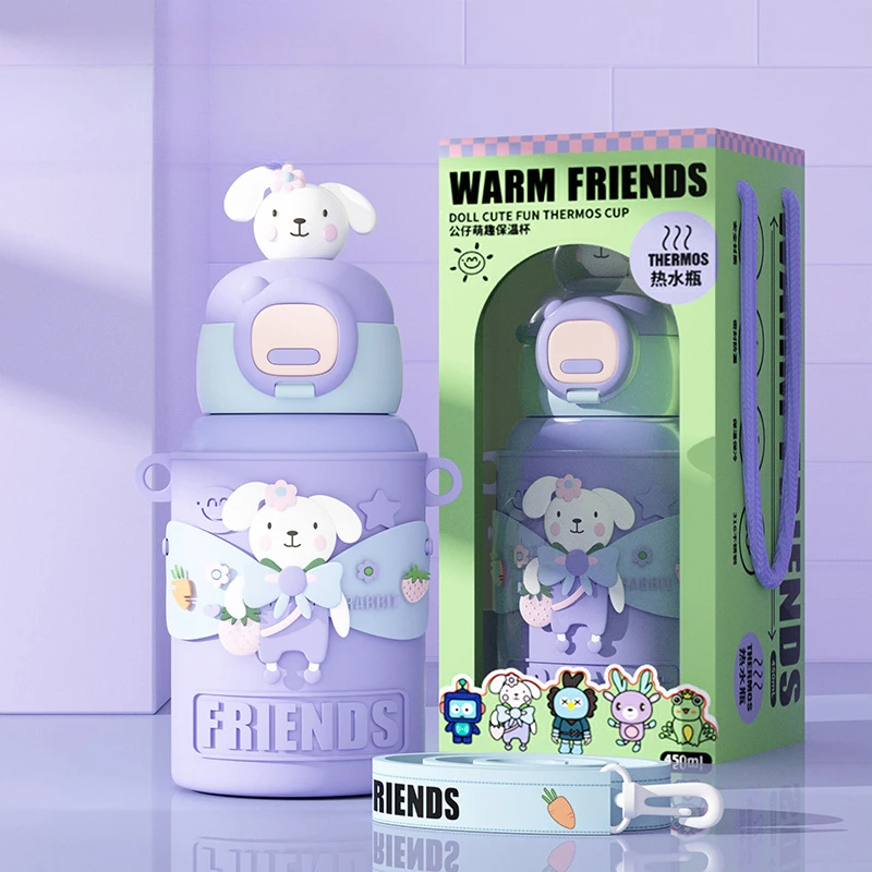 

Милая детская изолированная бутылка с героями мультфильмов, высокая красота, пищевая чашка для воды из нержавеющей стали 316, милая соломенная чашка для девочек