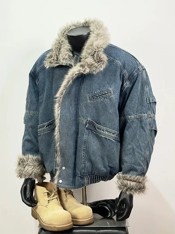 Cleanfit Men's Thickened Winter Jacket Hooded down Cotton Coat Short American Style Warmth Fur Collar Outdoor Clothing