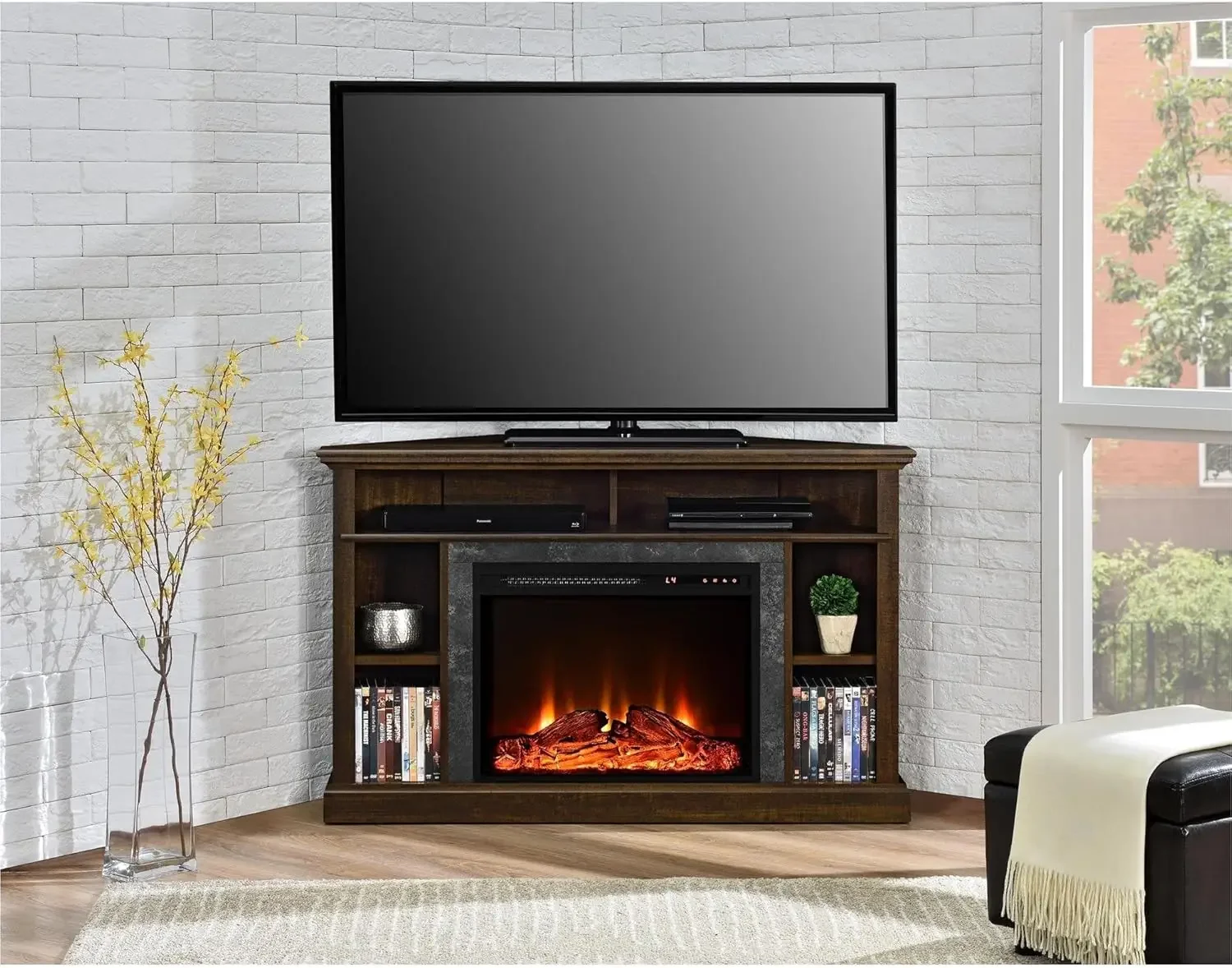 

Replaceable Electric Fireplace Insert Heater, Remote Control, Timer, Realistic Log and Flame Effect, Espresso