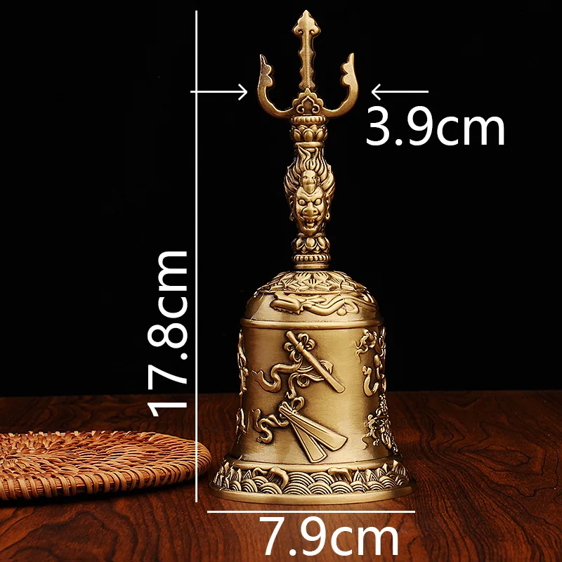 

Old Craft Eight Treasures Ceremony Three Fork Brass Fa Hui Pure Copper Sanqing Bell Metal Crafts