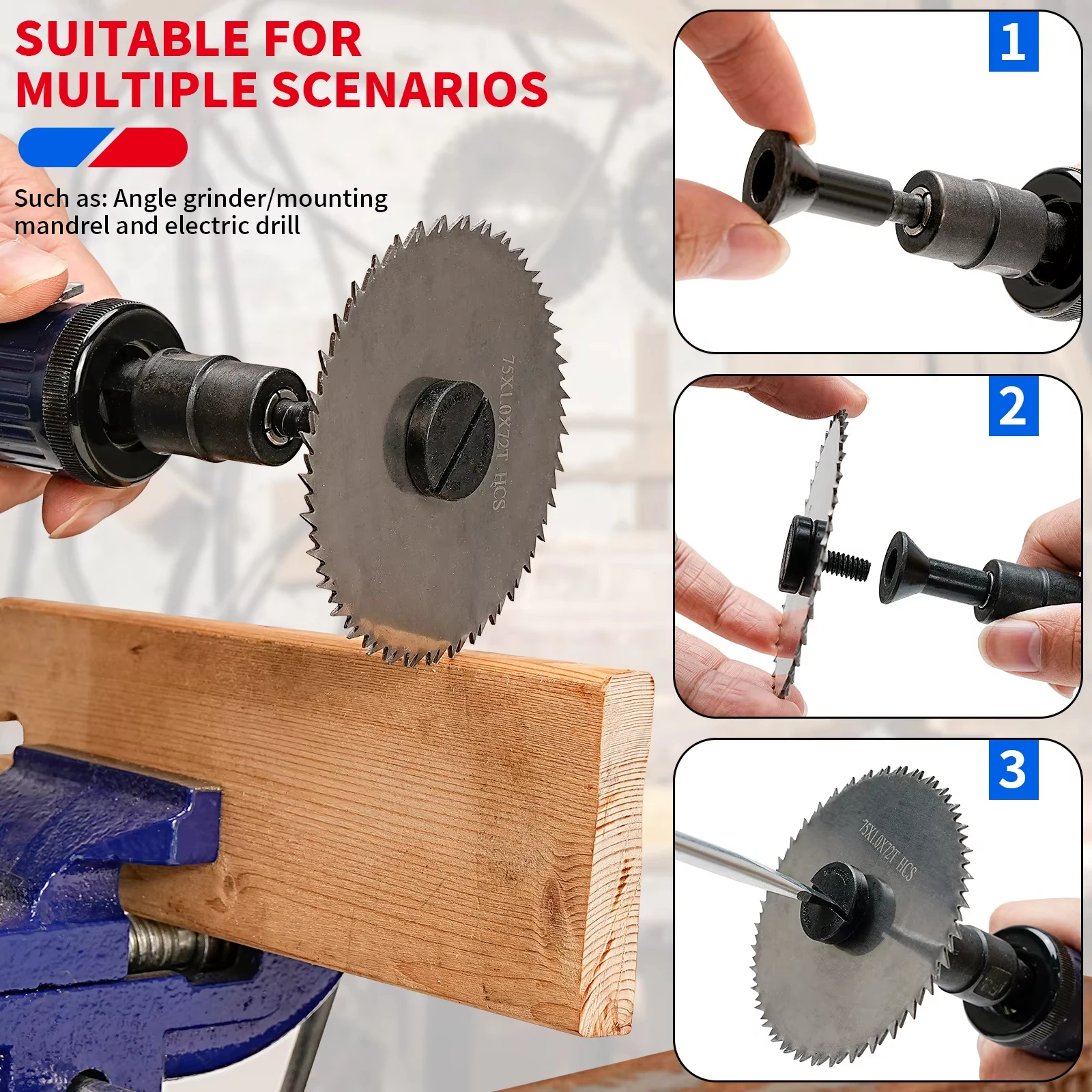 Rafford 75mm Wood Plastic Cutting Saw Blade 3 Inch 72T Circular Cutting Blade Carbide Saw Blade for Woodworking DIY Power Tool