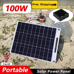 RZ 100W Solar Panel USB Waterproof Outdoor Hike Camping Portable Cells Battery Solar Charger Plate for Mobile Phone Power Ban