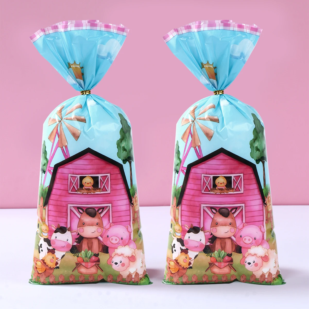 25/50pcs Farm Animals Party Favor Candy Bags Cow Barnyard Animals Snack Candy Bag for Birthday Party Decorations Supplies