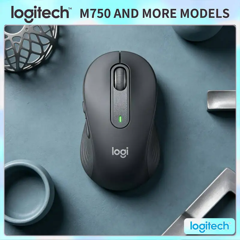 M750 Ergonomic Office Mouse - Soft Grips, 90% Noise Reduction, Custom Buttons, 10m Range, 20-Month Battery, Work Pick