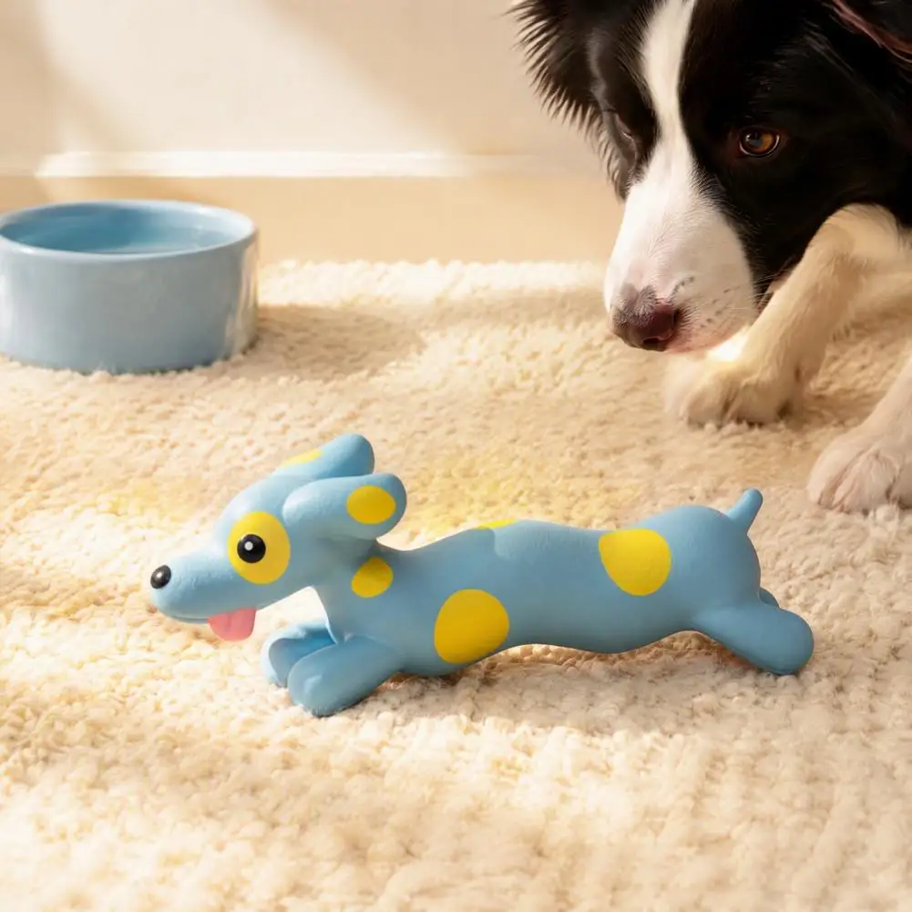 Natural Rubber Puppy Toy Squeaky Latex Dog Chew Toy Spotted Dachshund Teething Toy for Puppies Fetch for Small Medium for Medium