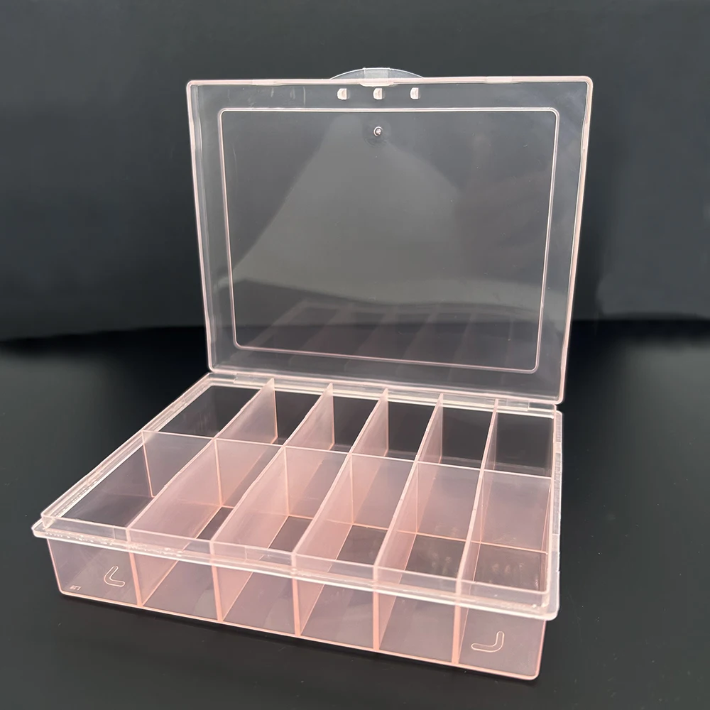 

Nail Art Container 12 Compartment Plastic Jewelry Glitter Tips Organizer Case for Rhinestones Charms Craft Storage Empty Box