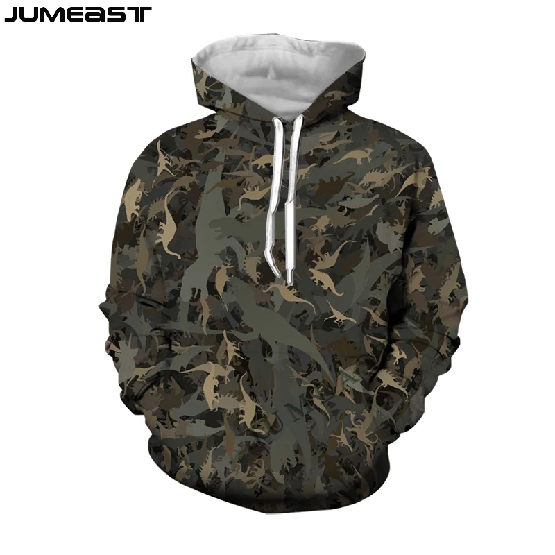 

Jumeast Men's HoodiesHunting Dinosaur Camouflage Women's Sweatshirt 3D Oversized Coat Tracksuit Funny Spring Autumn Pullover