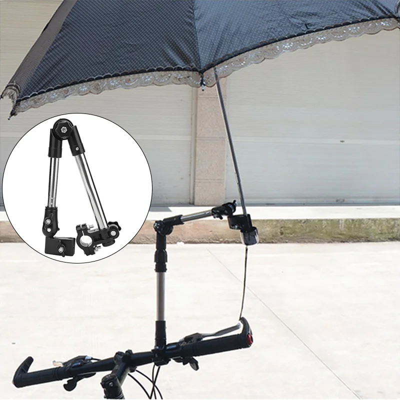 1 stücke Schwarz Regenschirm Klapp Ständer Fahrrad Regenschirm Ständer Rollstuhl Fahrrad Regenschirm Zubehör Griff Clip Unterstützung Stecker