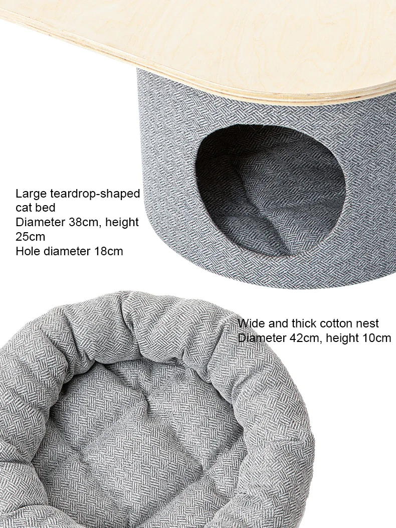 Felt Cat Tower Large with 2 Cat Beds for Large Multi-Storey Tree for Indoor Maine Coon Cat Villa