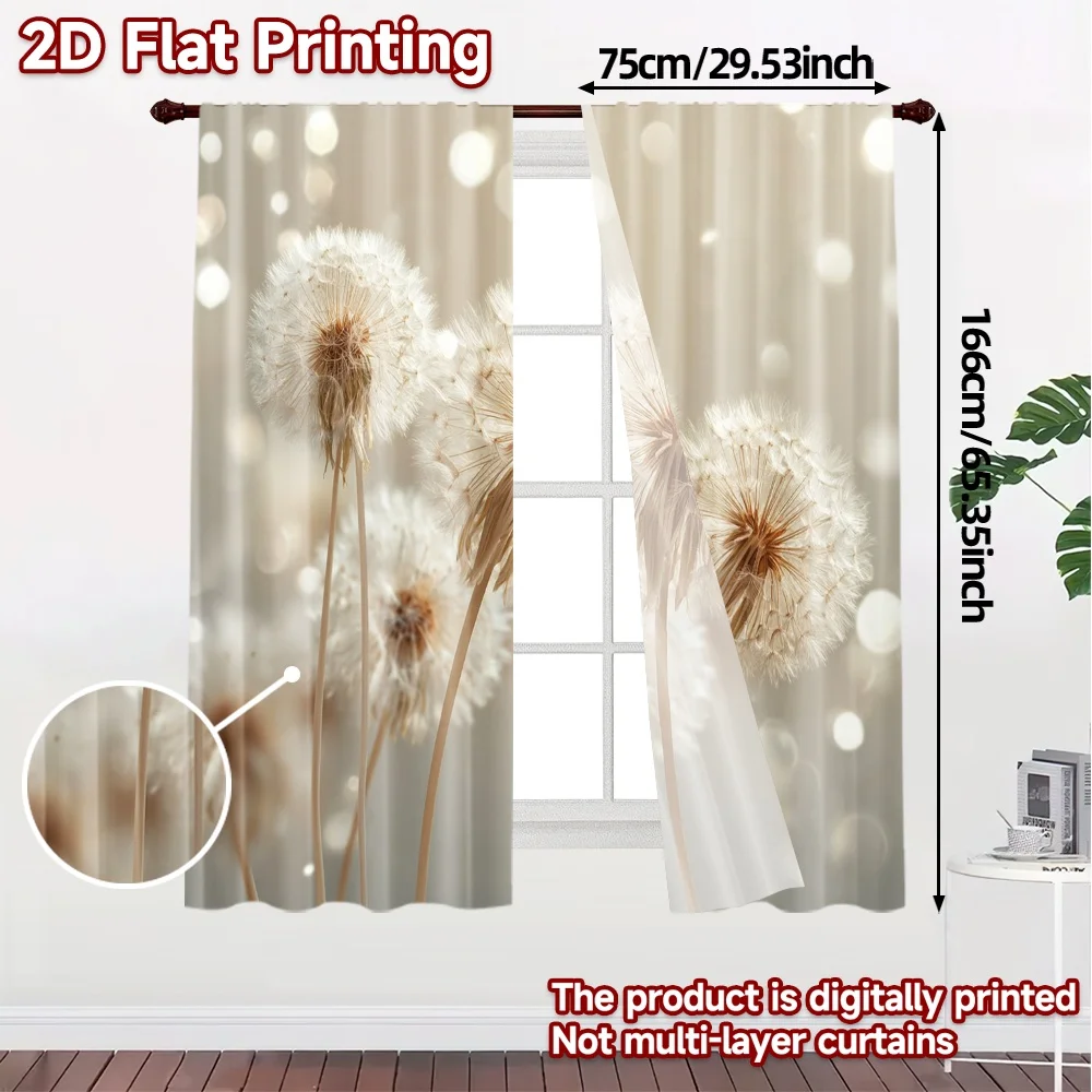 2pcs, 2D FLAT PRINTING Curtains (Without Rod) Dandelion Whisper Popular Curtains&Window Treatment Fabric Curtains Decorations