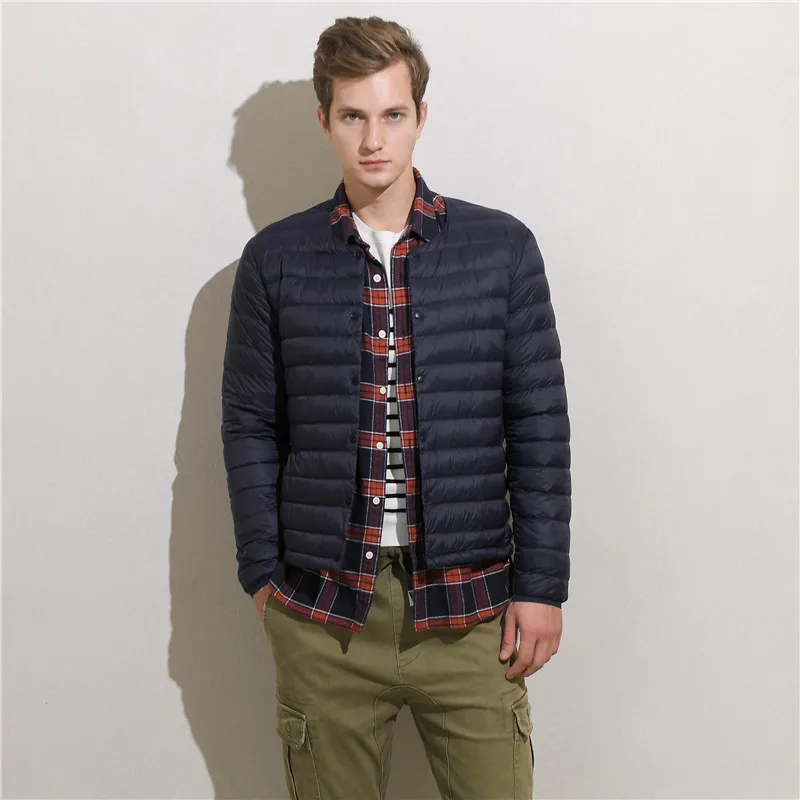 0-10℃ 2024 New Autumn Man Puffy White Duck Down Jackets Light Weight Breathable Warm Winter Coat Portable Men Thin Parkas