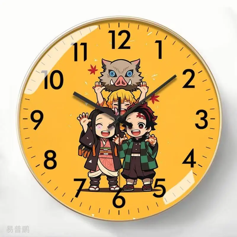 Demon Slayer Anime Cartoon Wall Clock Nezuko Kamado Peripheral Goods Quartz Clock Silent Exquisite Home Decoration Birthday Gift