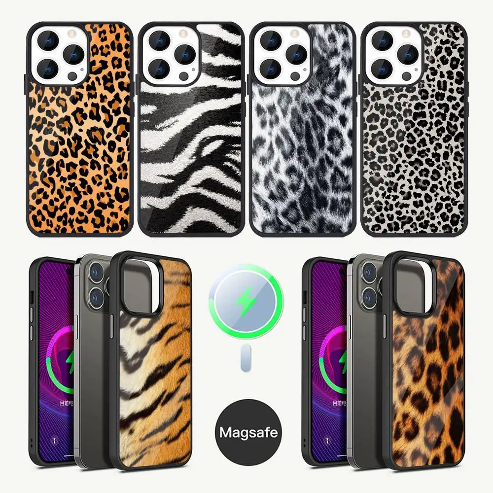

Fashion Tiger Leopard Print Phone Case For iPhone 17,16,15,14,13,12,11,Plus,Pro,Max Mini Magsafe Magnetic Wireless Charging