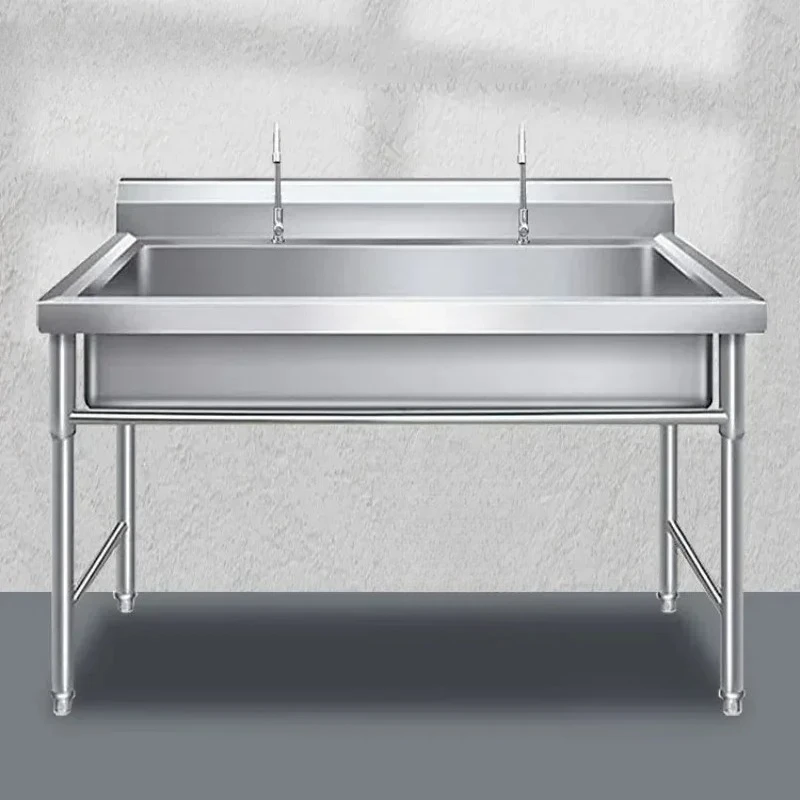 

Stainless Steel Kitchen Sinks minimalist with Bracket Single Washing Sink Integrated for Restaurant School Wash Basin
