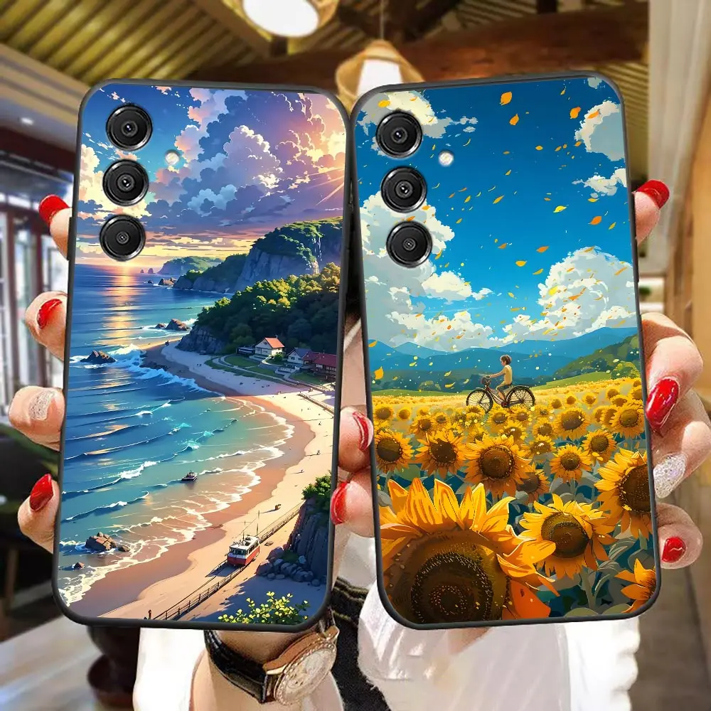 Phone Case For Samsung A07 A06 A05S A04 A03S A12 A13 A21S A24 A30 A50 A60 NOTE 10 20 M33 M53 Cover Cloud Mist Flower Sea Path