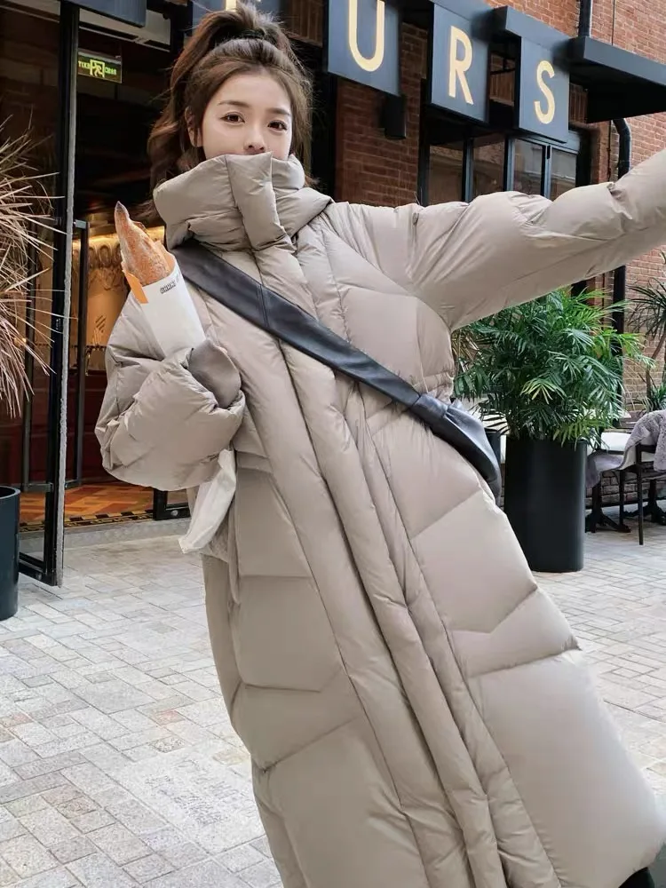

Winter Coat Female 2024 New Jackets for Women Casual Loose Fashion Parka White Goose Down Thick Hooded Long Female Outerwears