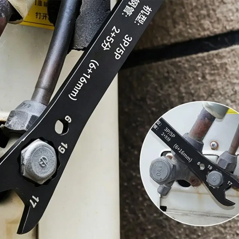 62KD Air Conditioner Service Spanner Open End Wrench, 7 in 1 Steel Hand Tool Repair