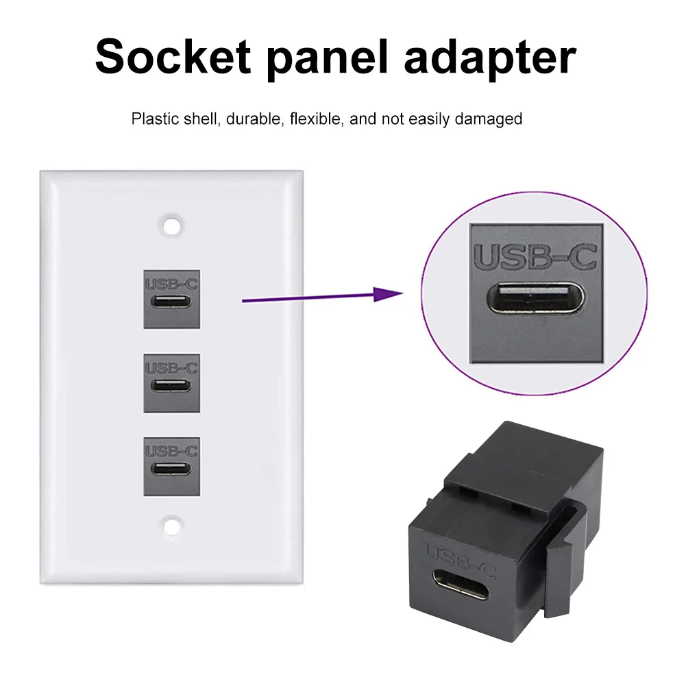 USB 3.1 Type C Keystone Insert Support Charging Data Synchronization Plug and Play for Wall Plate Outlet Panel