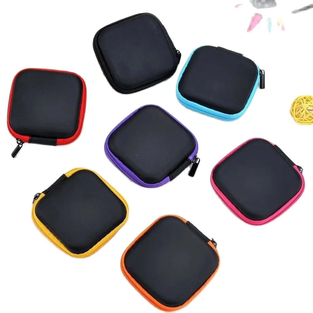 1pc Zipper Earphone Case Leather Earphone Storage Box Portable Travel USB Cable Organizer Carrying Hard Bag For Coin Memory Card