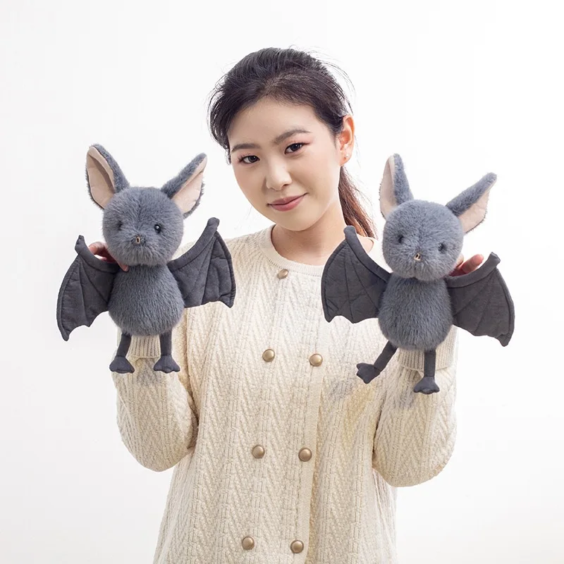 Halloween Scary Bat Plush Doll Toy Cute Simulation Bat Doll Plush Stuffed Toys Grey Bat Children Halloween Gift Room Decoration