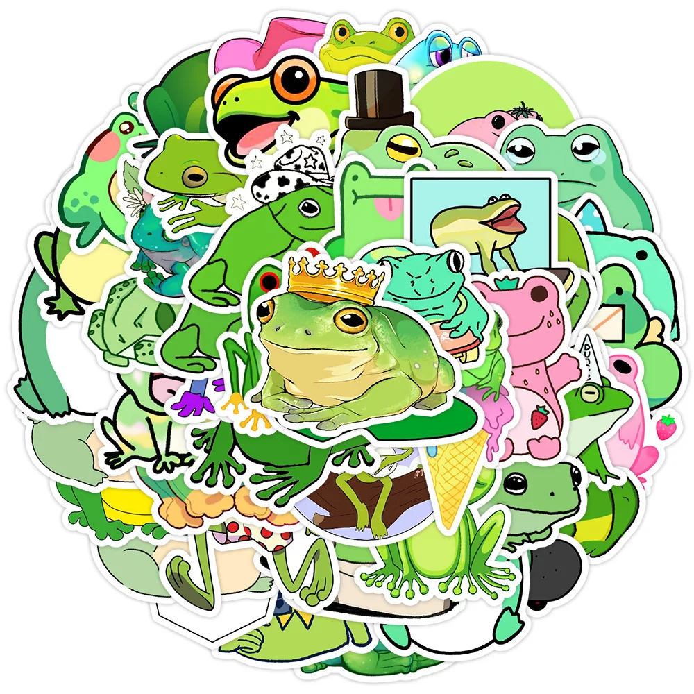 

10/30/50PCS Cute Frogs Cartoon Stickers Kawaii Frog Graffiti Decal DIY Luggage Phone Cup Skateboard Waterproof Sticker Kid Toys