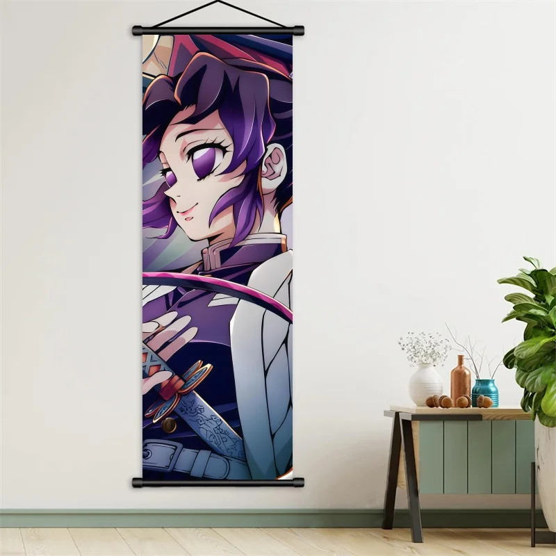 Shinobu Kocho Demon Slayer Art Fabric Hanging Scroll, Anime Wall Art Gift for Fans Bedroom Home Decor view 3
