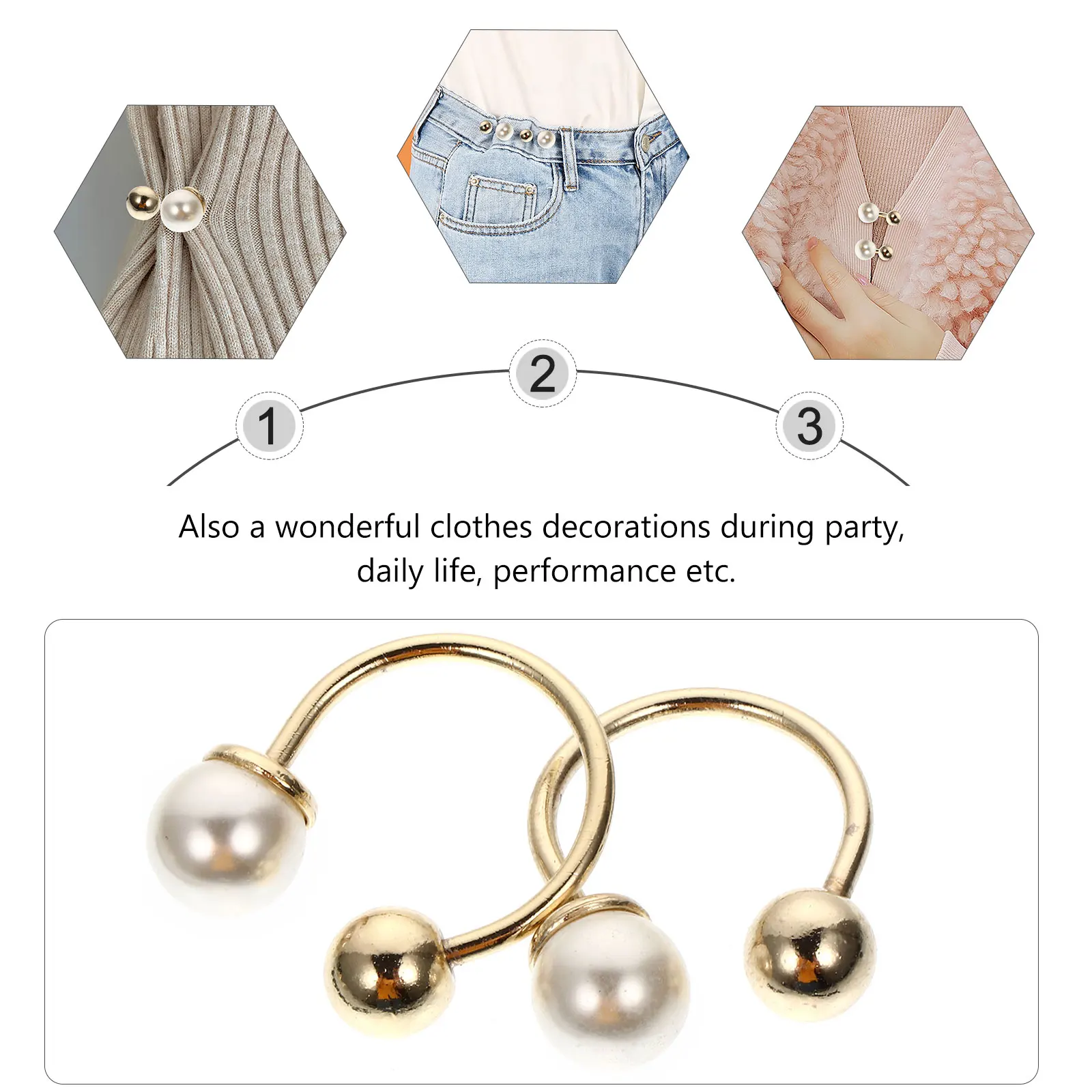 

4Pcs Pearl Brooches Women Fashion Cardigan Safety Pins Clothing Decor Skirt Vest Button Clothing Brooch Decor Accessories
