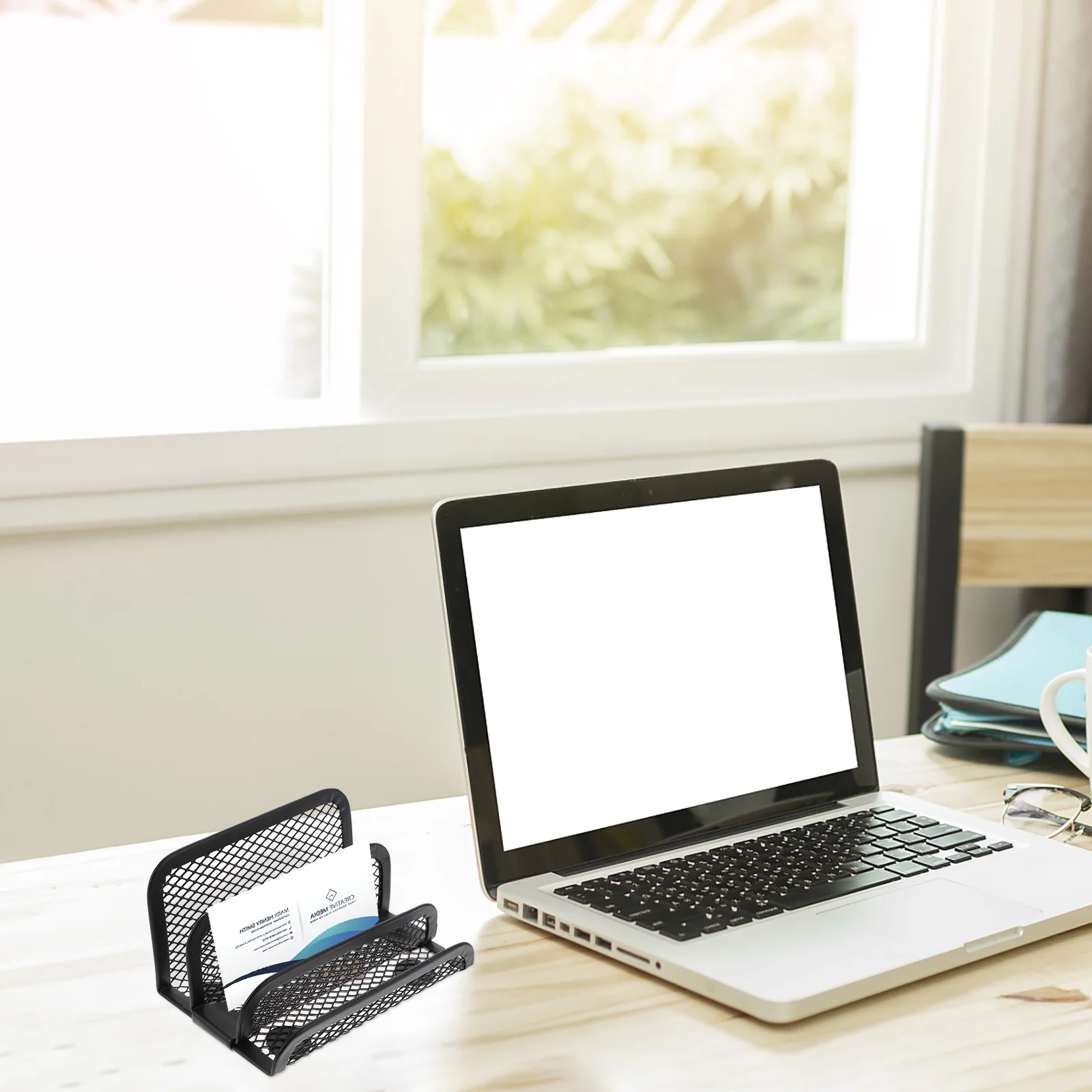 2 قطعة حامل بطاقة الأعمال سعة كبيرة المدمجة المعدنية اسم بطاقة حامل مكتب عمل عرض منظم رف بطاقات الاسم الوقوف #3