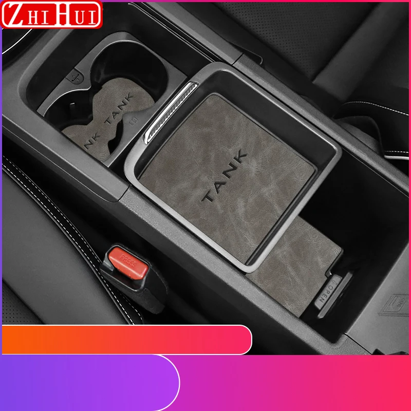 For Great Wall TANK 300 2021-2024 Car Non-Slip Mat Door Groove Pad PU Leather Gate Slot Cup Cushion Decoration Auto Accessories