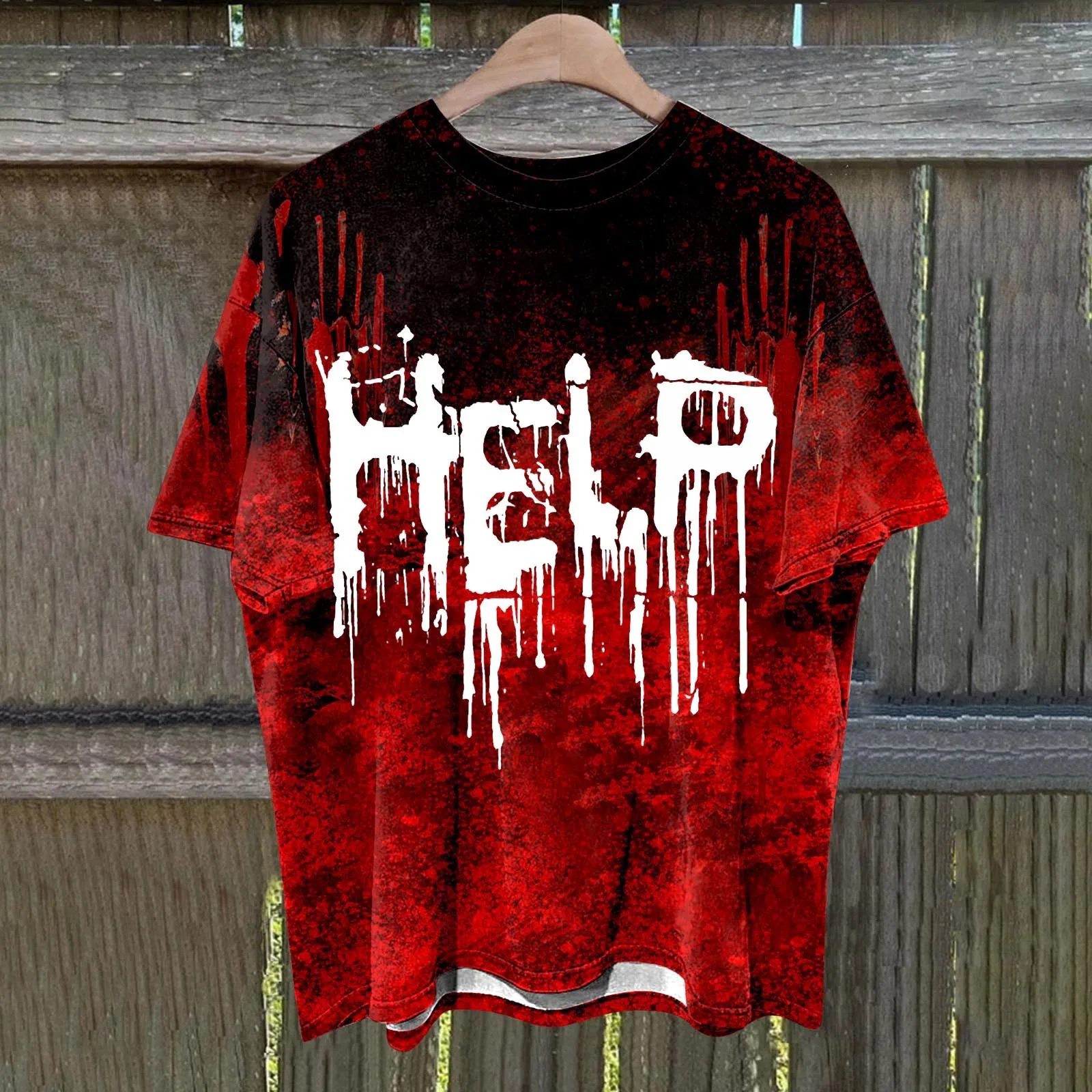 Summer Fake Blood 3D Print T-Shirts Streetwear Men Funny Fashion Harajuku Casual Oversized O-Neck T Shirt Tees Tops Clothing