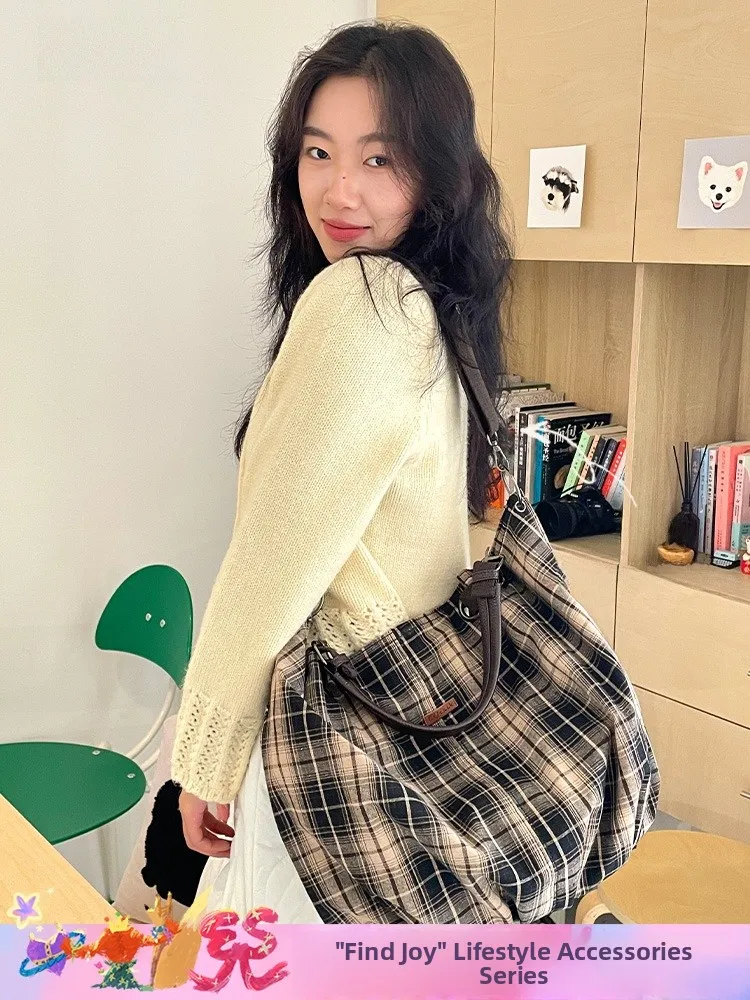 

Large Capaci Tartan Tote Bag Women's Commuter Casual Crossbody Bag Faionable Elf Sa Brand Handbag for Ladies