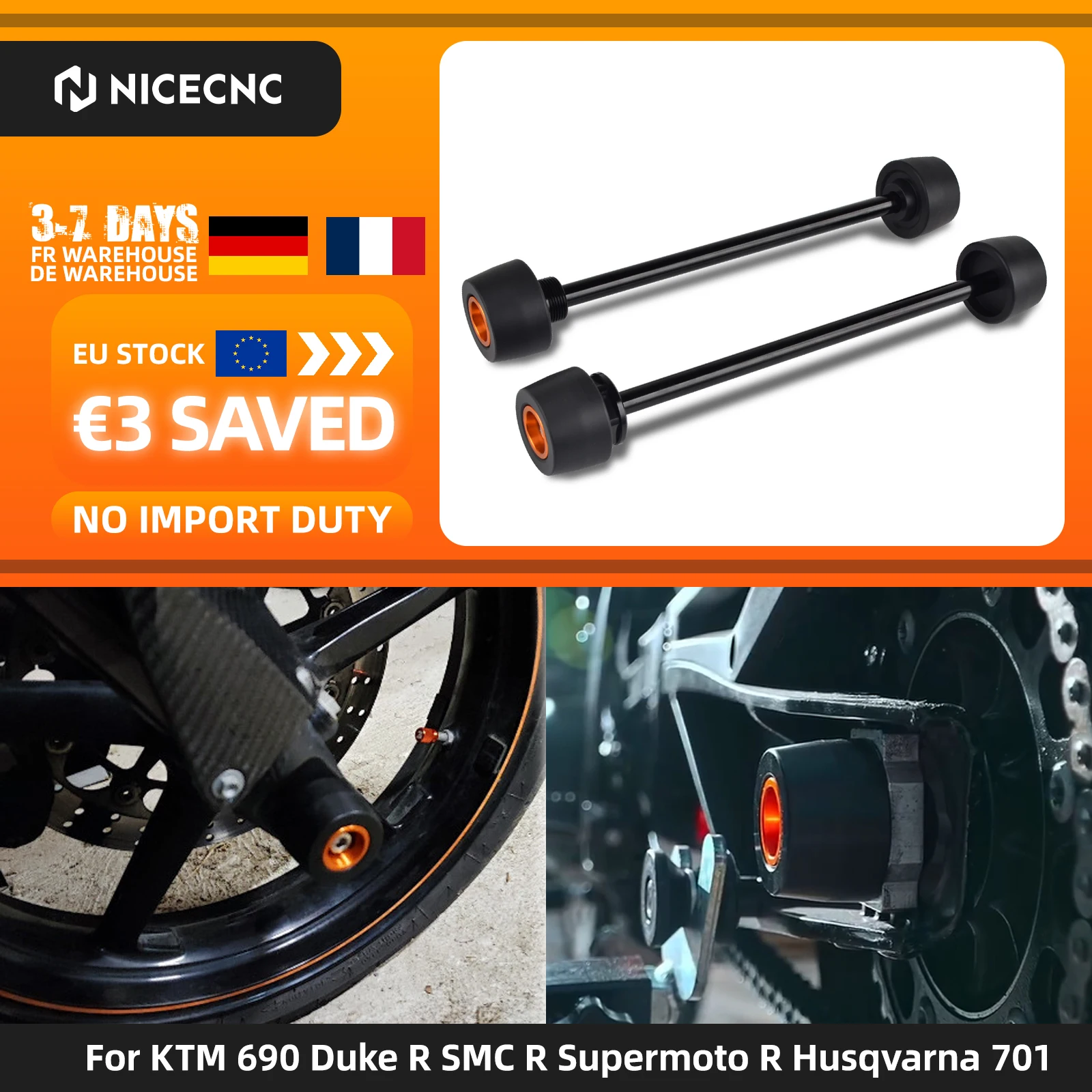 (Disponibile in magazzino nell'UE) Protezioni per l'asse anteriore e posteriore e per la forcella, per KTM 690 Enduro R, Supermoto R, Duke R, Husqvarna 701 Supermoto, VITPILEN.
