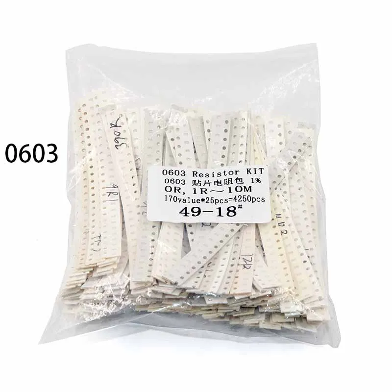 1500PCS/Set Resistors Assorted Set SMD 60 Values X 25Pcs 0R-10M Ohm 1% High Precision Film Chip Resistance Kit 0603 0805
