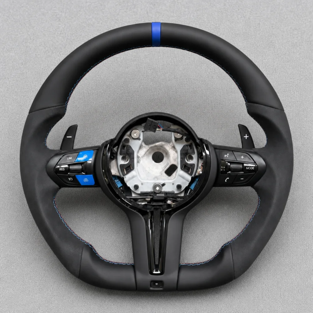 For BMW F20 F30 F22 F01 F10 M2 F87 M3 F80 M5 X3 F25 F82 F15 E70 E90 E71 E60 X5 E70 M6 Factory Bestsellers Suede Steering Wheel view 4