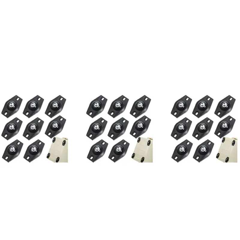 

A74E-24 Pieces Self Adhesive Caster Wheels Mini Swivel Wheels 360 Degree Rotation Sticky Pulley With Ball Bearings (Black)