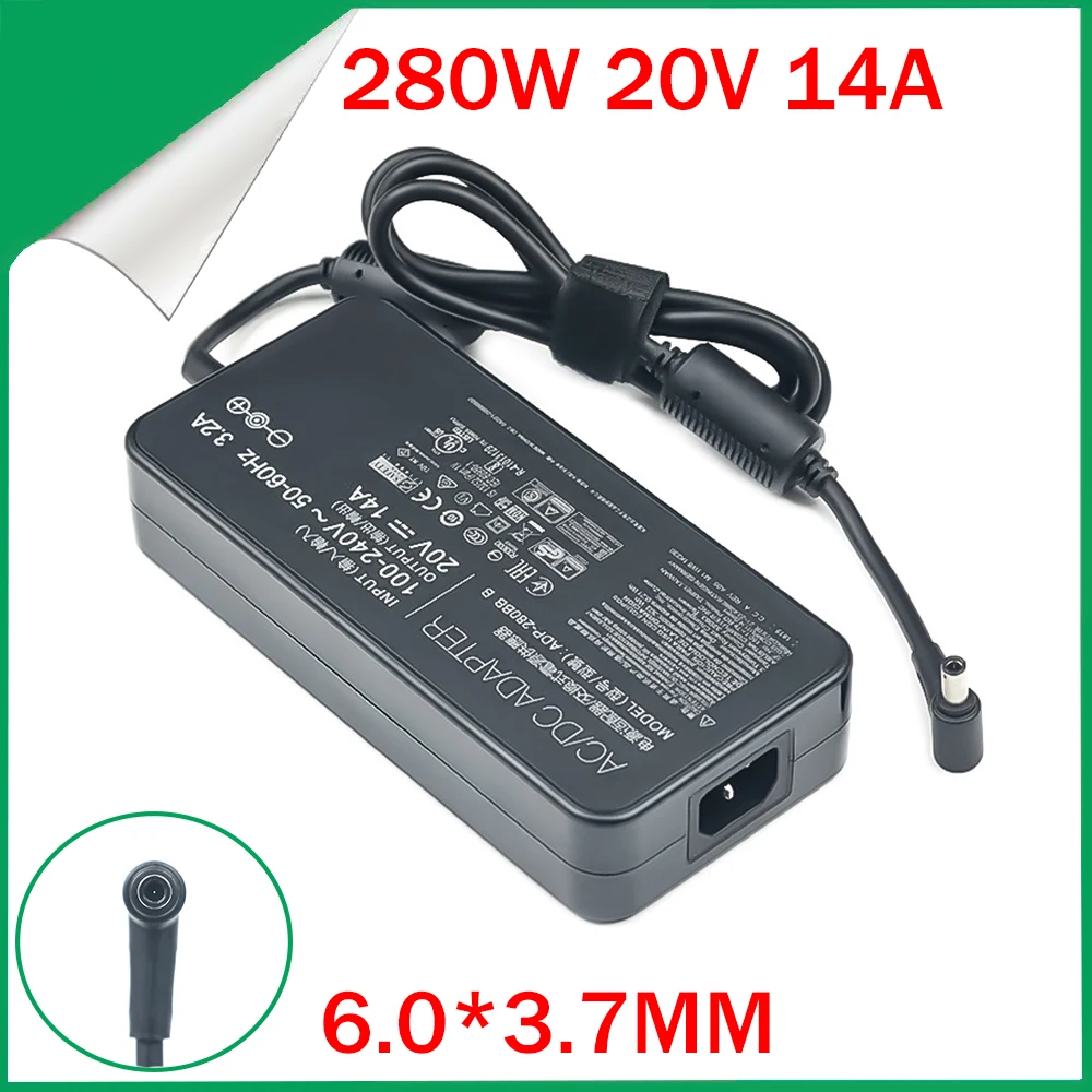 

20V 14A 280W 6.0*3.7MM Charger ADP-280BB B Laptop adapter For ASUS PG35V ROG GX551QS GX551QR GX703HS GX703HR GX703HM G732LWS