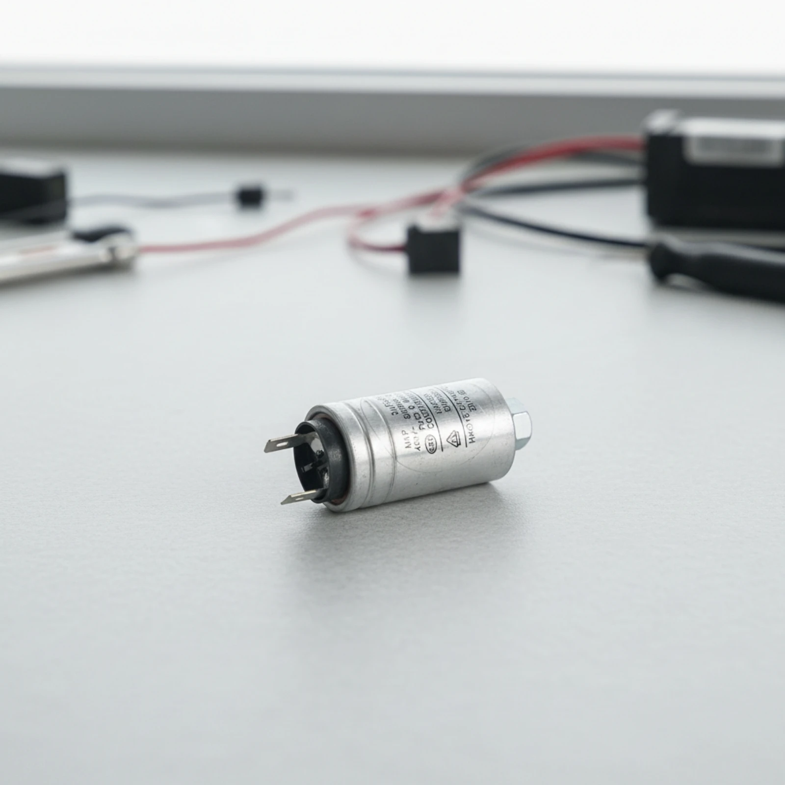 Cylinder Motor Run Capacitor Screw-Mount Capacitor with Mounting Nut Component Low-Loss Heat-Resistant for Technicians