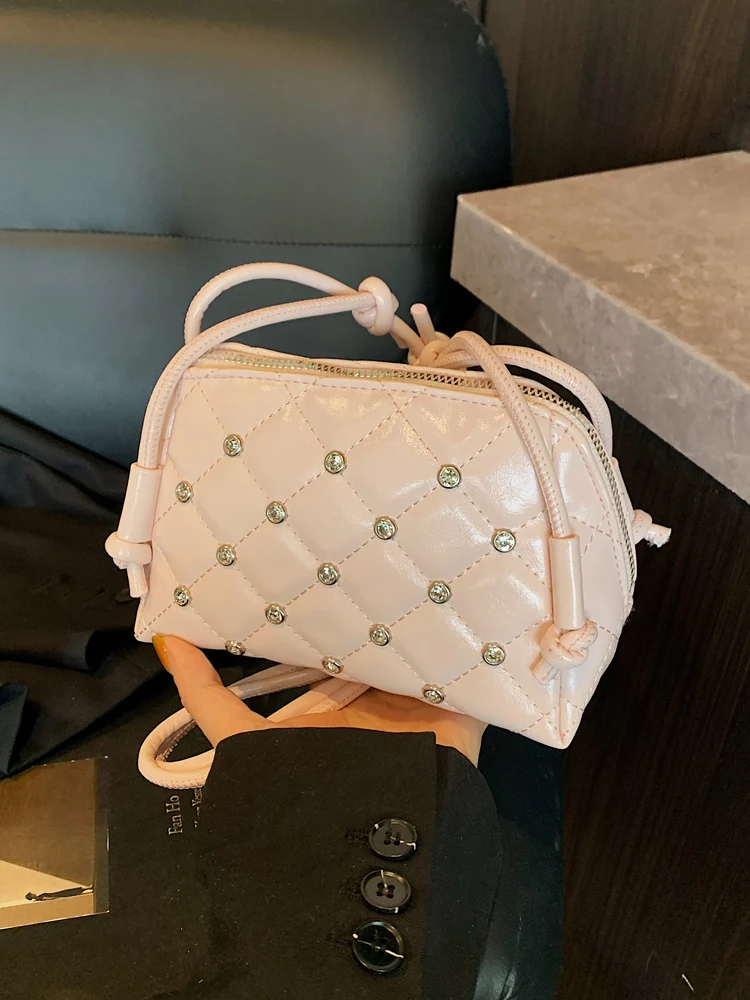 النمط الفرنسي رائعة الماس حقيبة ساع للنساء الصيف الاتجاه الجديد بو الجلود حقيبة كتف تنوعا السيدات حقيبة كروسبودي #4