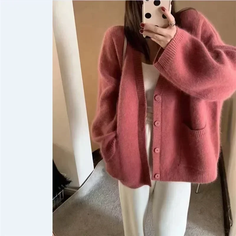 Winter Casual Loose Basic Slim Ins Cardigan Women Autumn New Solid Color Simple Woman Cardigan Knitted Fashion Chicly Tops Women