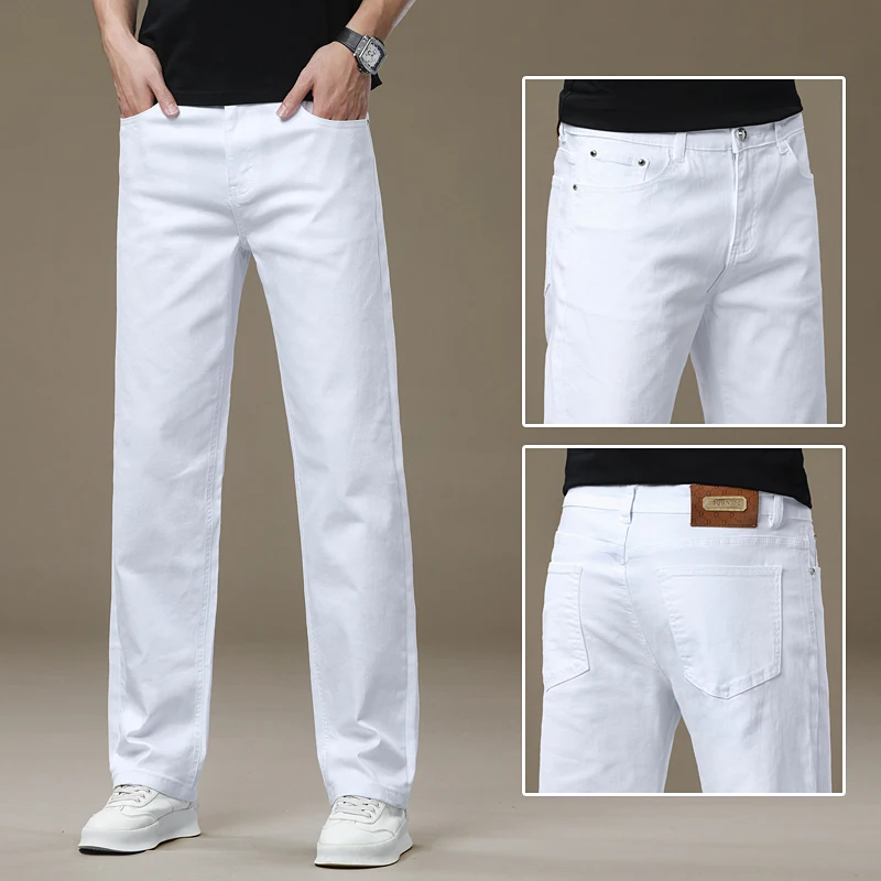 

Новые мужские джинсы: повседневные, универсальные, весна-лето, новый стиль, низкая посадка, на шнурке, эластичные, не дают усадки, большие размеры, брендовые