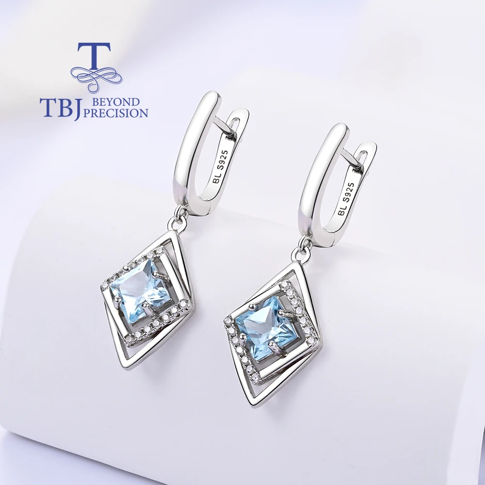 Gorgeous November Birthstone Natural Sky Blue Topaz earrings 925 silver elegant noble birthday gift for ladies and girls