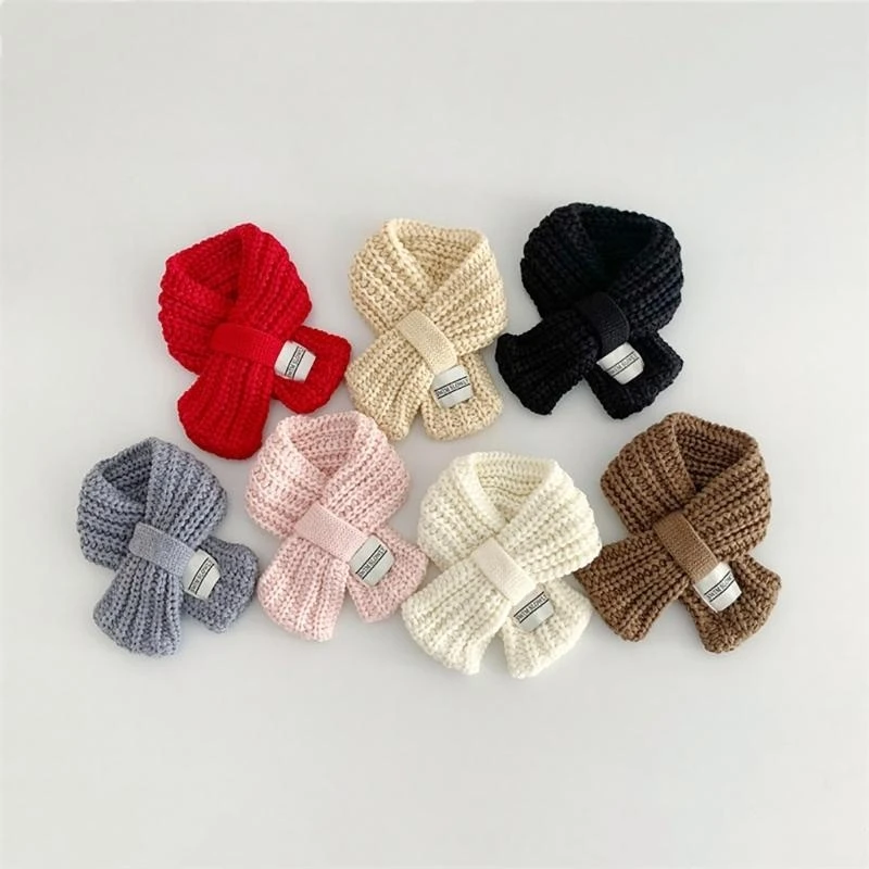 

M76C мягкий и теплый детский шарф, вязаный теплый шарф, уютный шейный платок, дышащий длинный глушитель, подарок на Новый год и