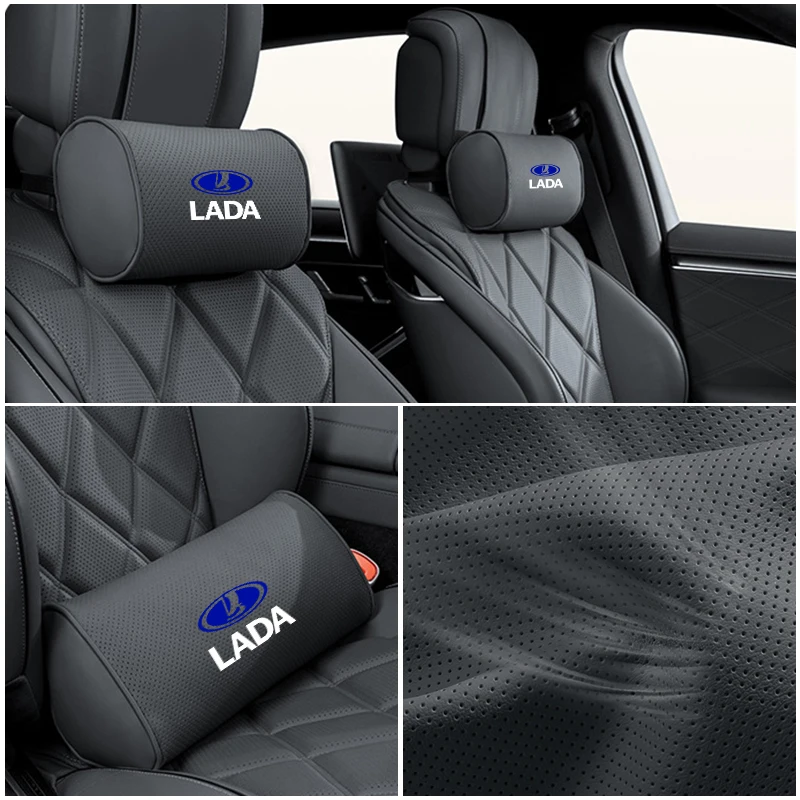 Almohada para el cuello del coche, espuma viscoelástica, soporte Lumbar protector para la espalda, cojín transpirable para aliviar el estrés para Lada Priora Sedan Sport Kalina