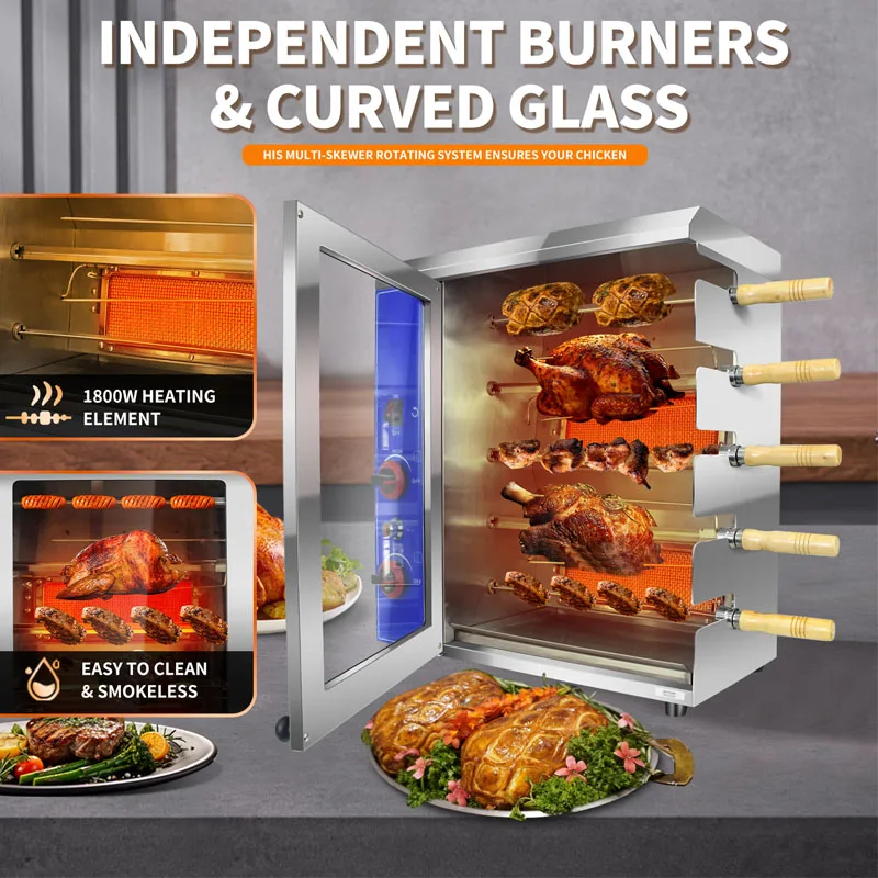 

Commercial Street Stall Gas Chicken Meat Roast and Smokeless Gas-fired Rotisserie Oven